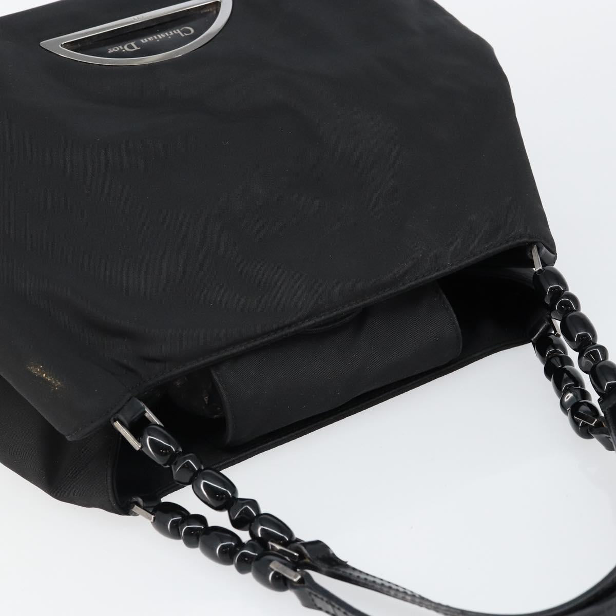 Christian Dior Maris Pearl Hand Bag Nylon Black Auth ep11290
