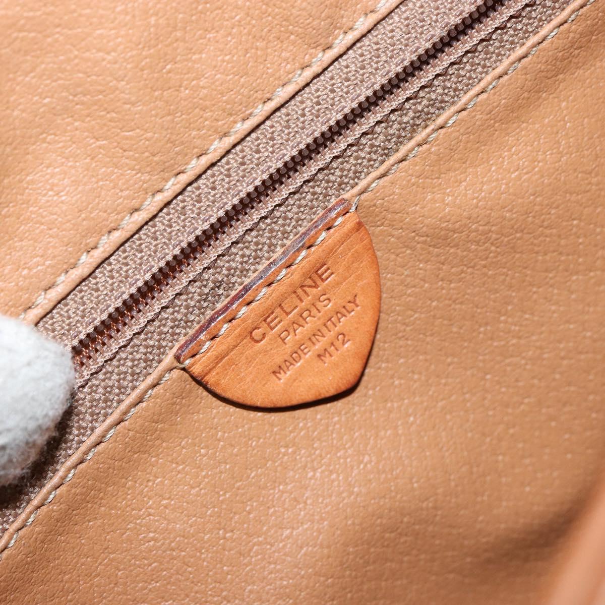 CELINE Macadam Canvas Shoulder Bag PVC Leather Brown Gold Auth ep11291