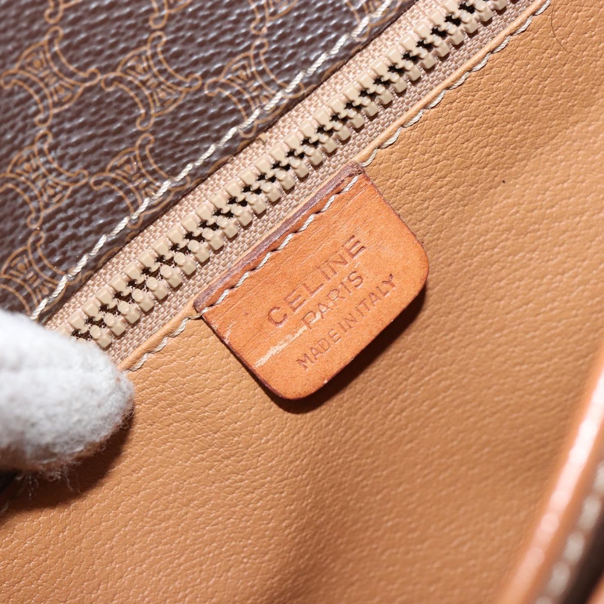 CELINE Macadam Canvas Shoulder Bag PVC Leather Brown Gold Auth ep11299