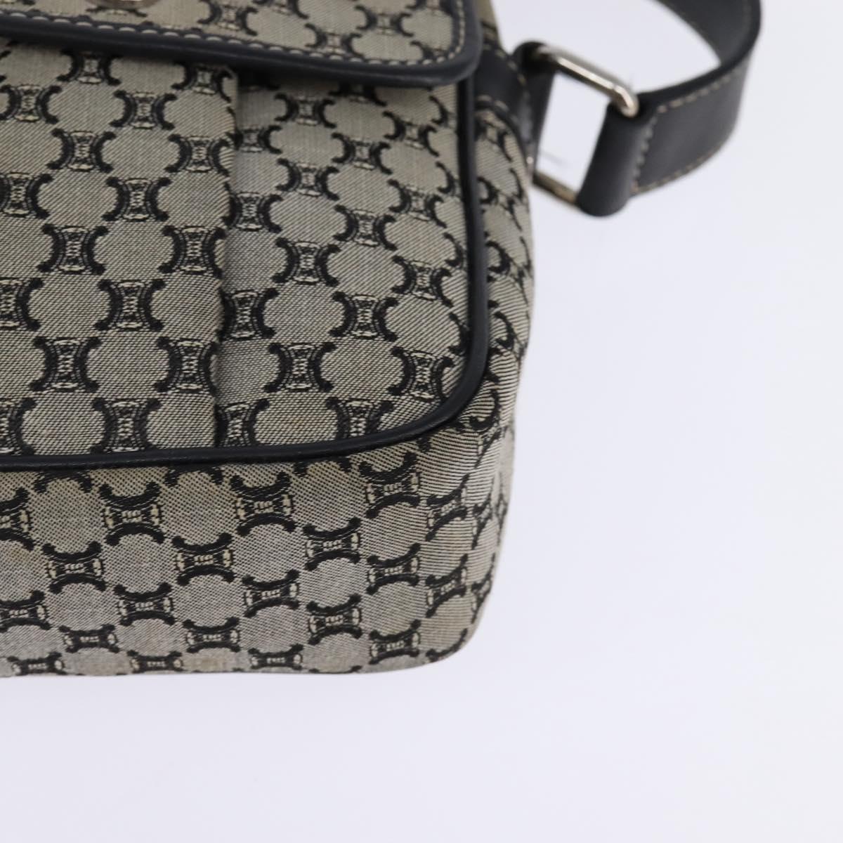 CELINE Macadam Canvas Shoulder Bag Navy Gold Auth ep11305