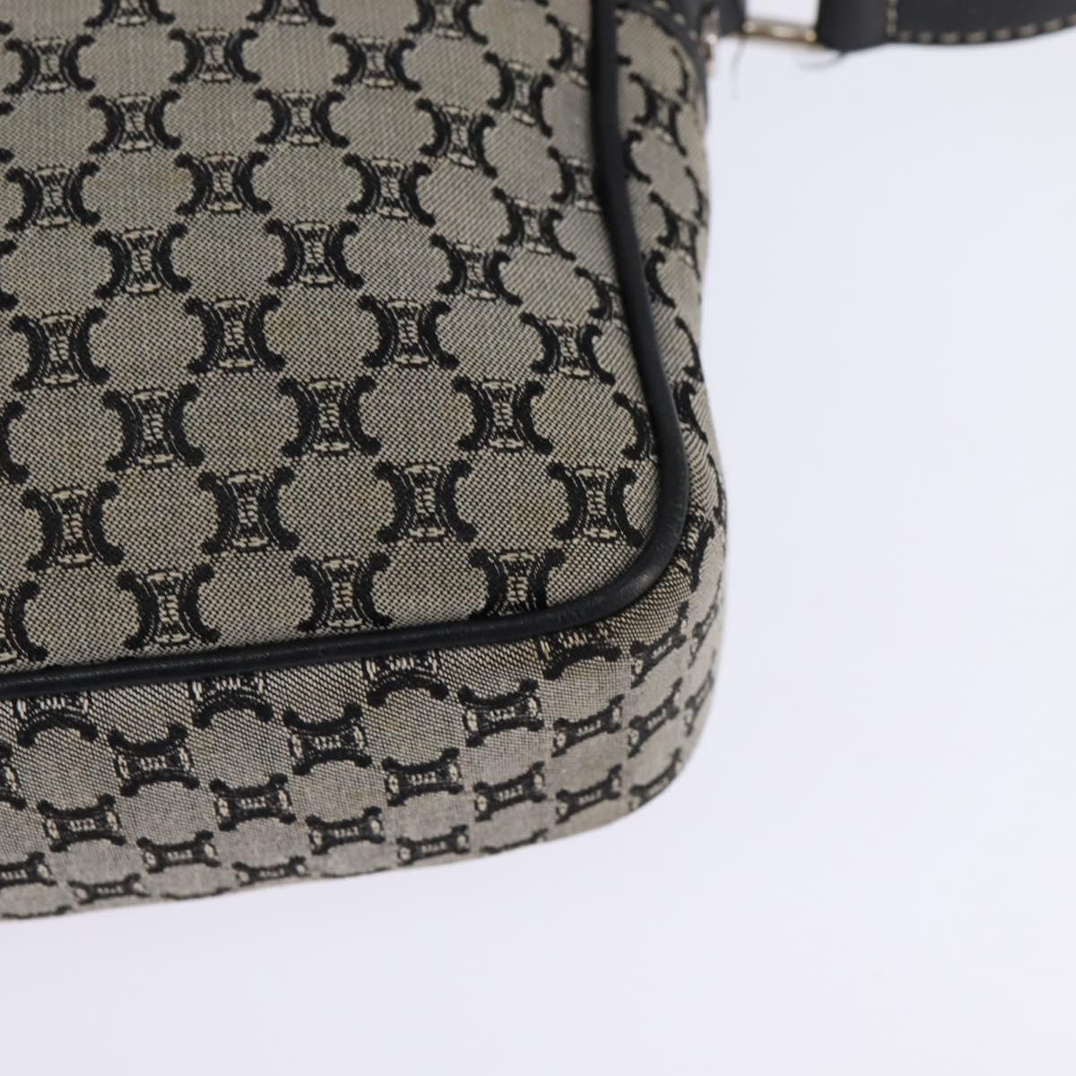 CELINE Macadam Canvas Shoulder Bag Navy Gold Auth ep11305