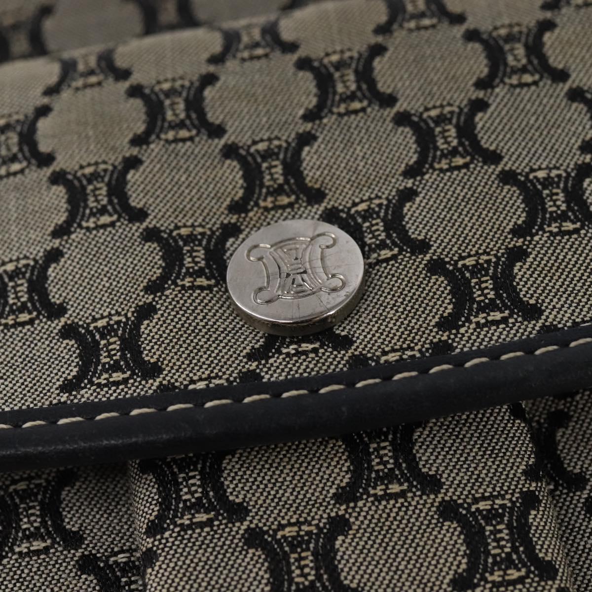 CELINE Macadam Canvas Shoulder Bag Navy Gold Auth ep11305