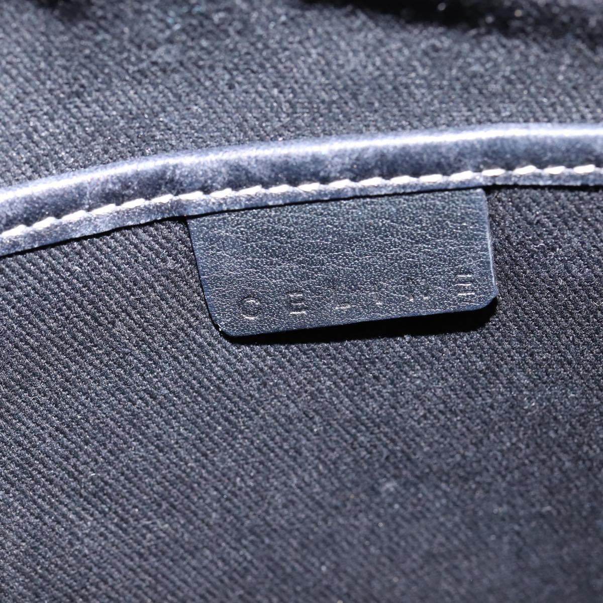 CELINE Macadam Canvas Shoulder Bag Navy Gold Auth ep11305