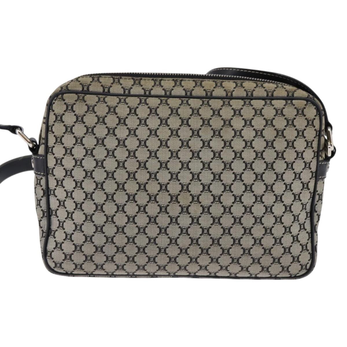 CELINE Macadam Canvas Shoulder Bag Navy Gold Auth ep11305