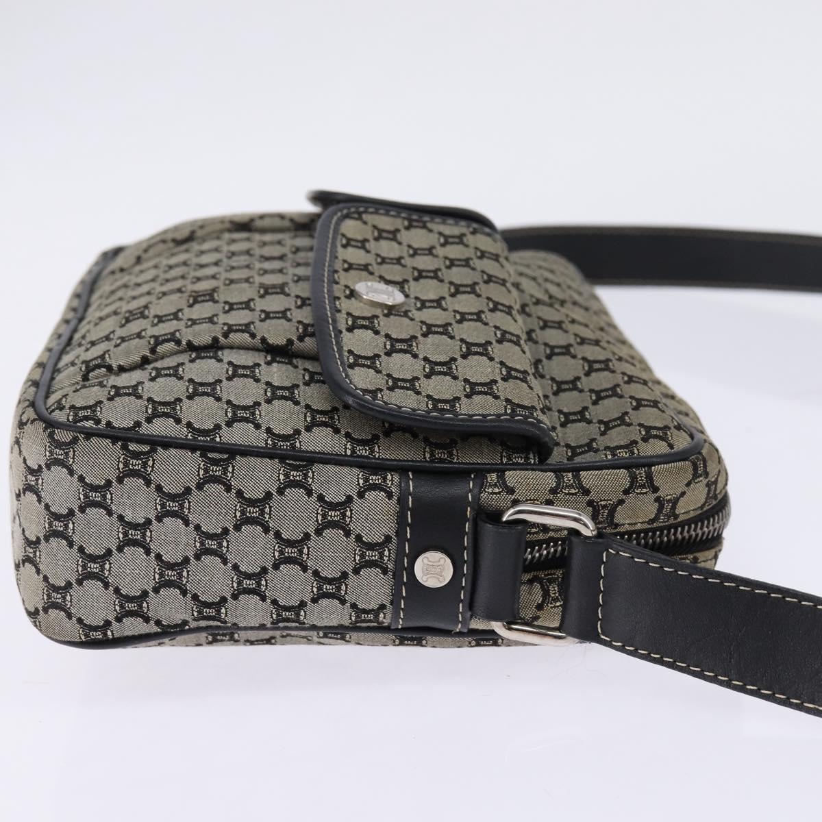 CELINE Macadam Canvas Shoulder Bag Navy Gold Auth ep11305