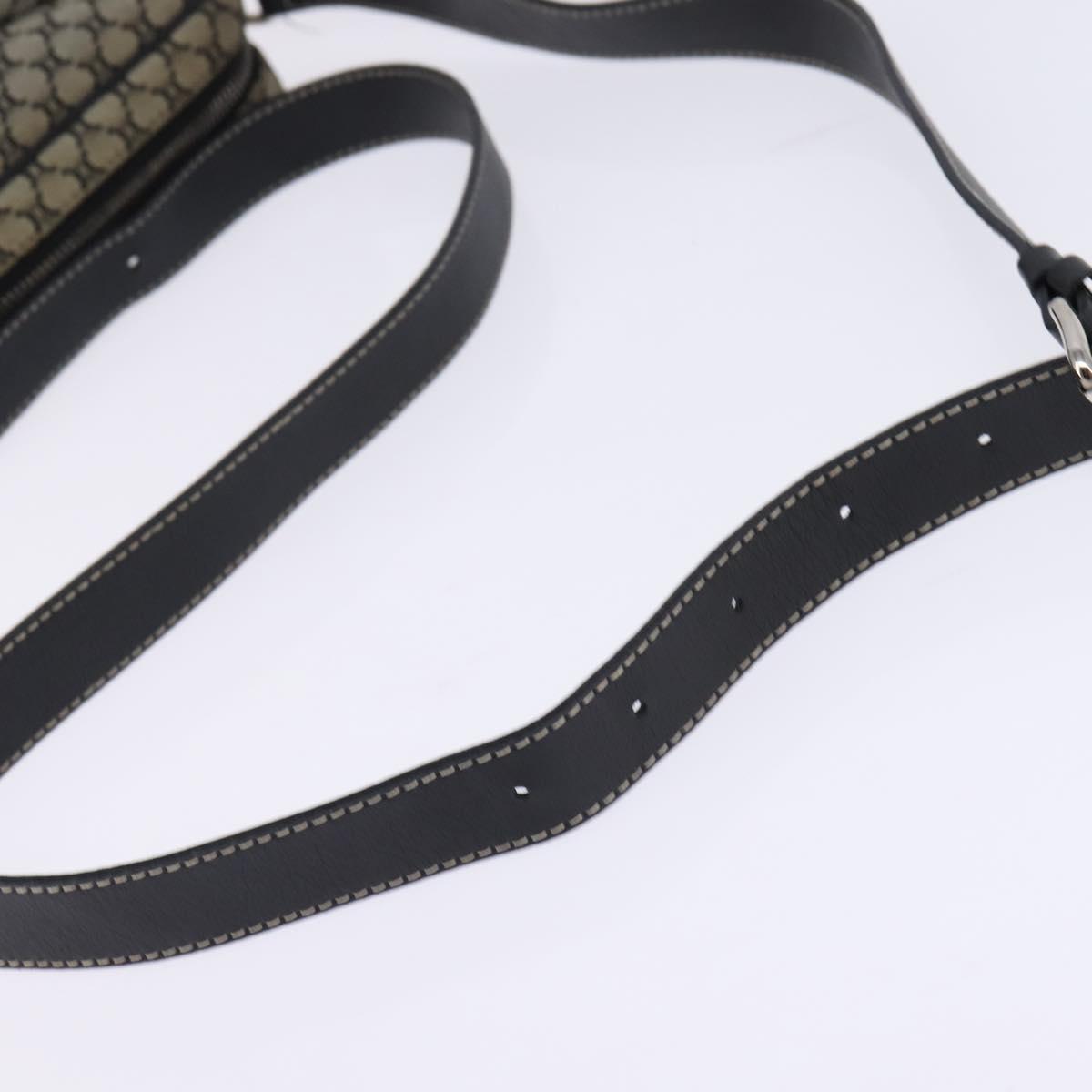 CELINE Macadam Canvas Shoulder Bag Navy Gold Auth ep11305