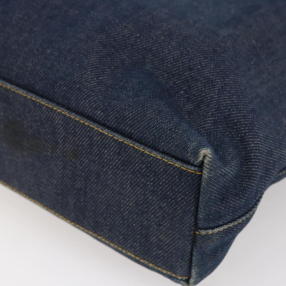 Christian Dior Maris Pearl Tote Bag Denim Navy Auth ep11309