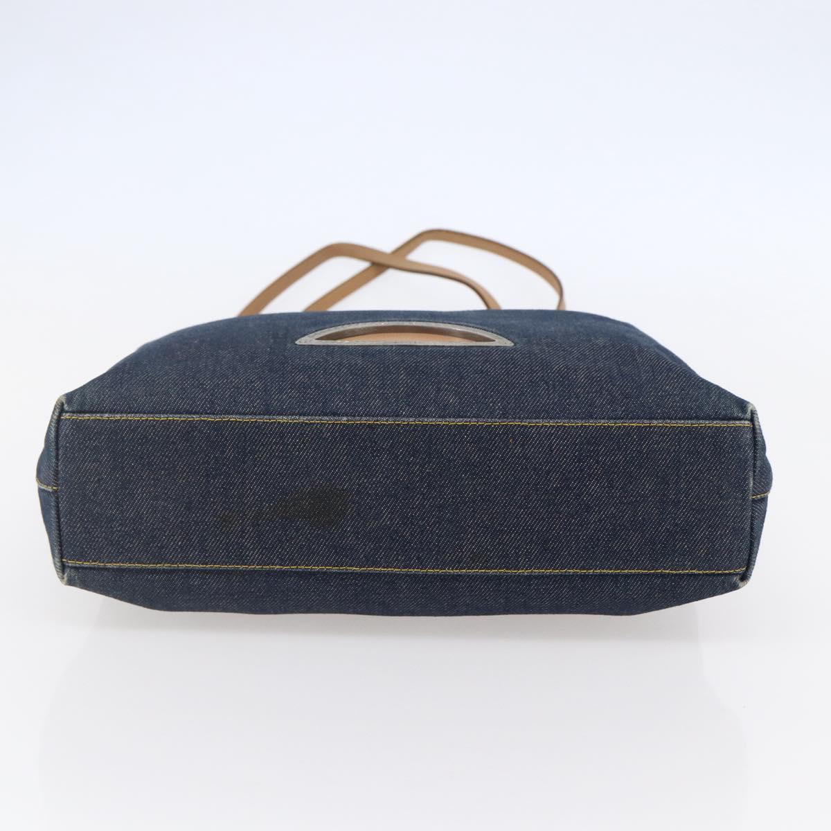 Christian Dior Maris Pearl Tote Bag Denim Navy Auth ep11309