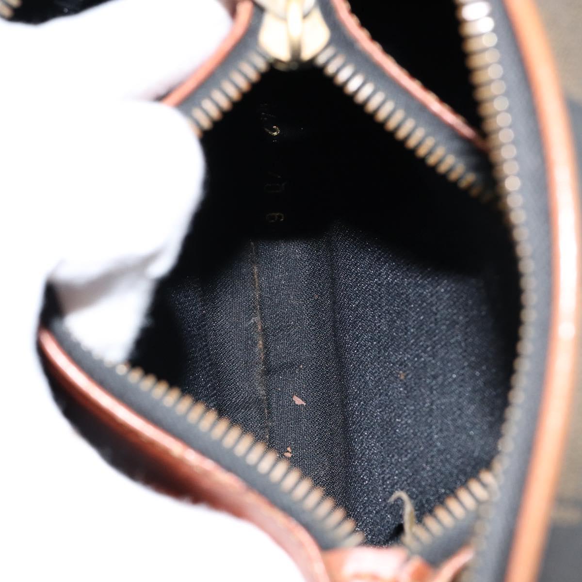 FENDI Pecan Canvas Hand Bag PVC Brown Gold Auth ep11310