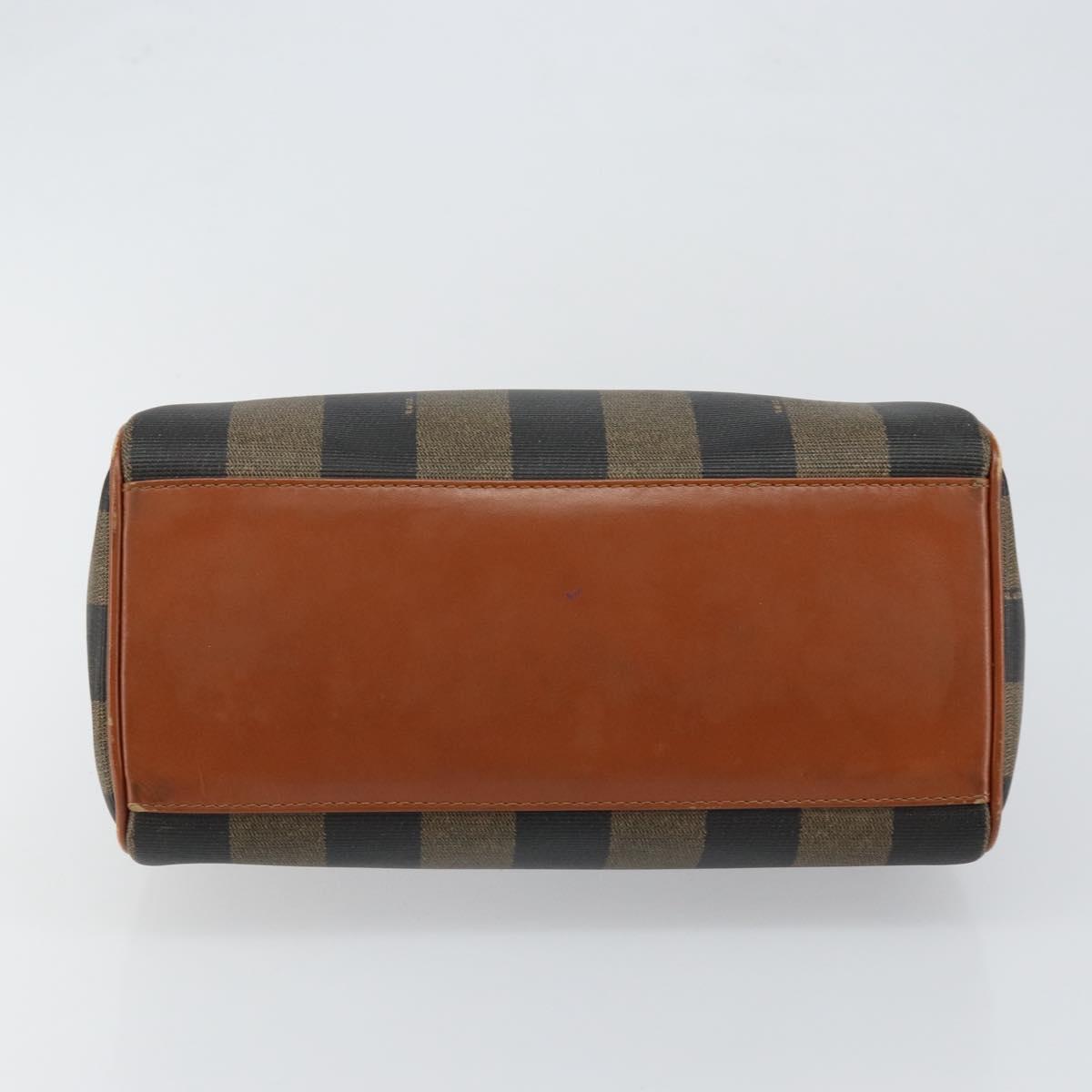 FENDI Pecan Canvas Hand Bag PVC Brown Gold Auth ep11310