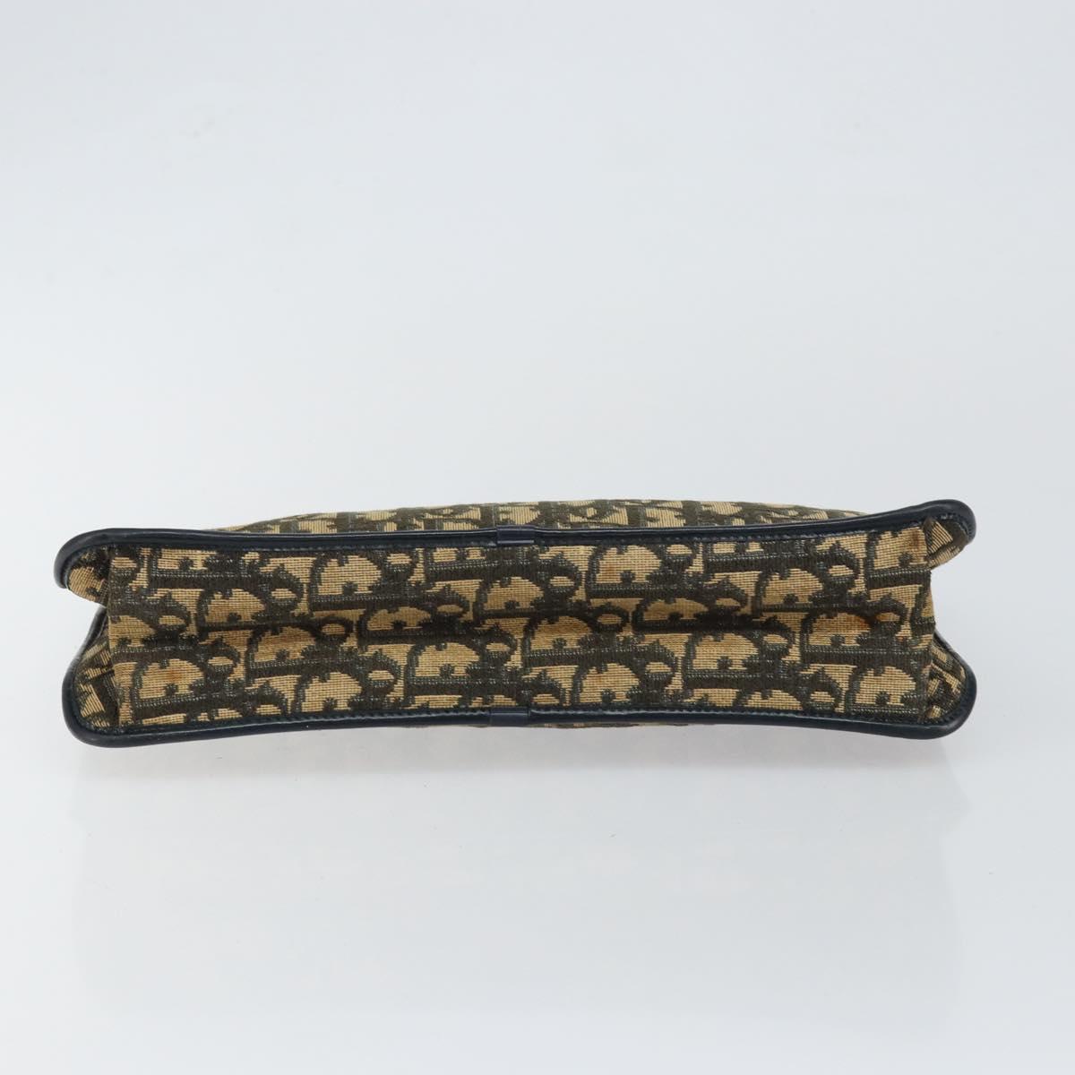 Christian Dior Trotter Canvas Clutch Bag Navy Gold Auth ep11315