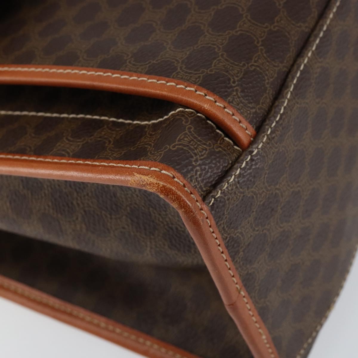 CELINE Macadam Canvas Tote Bag PVC Leather Brown Gold Auth ep11322