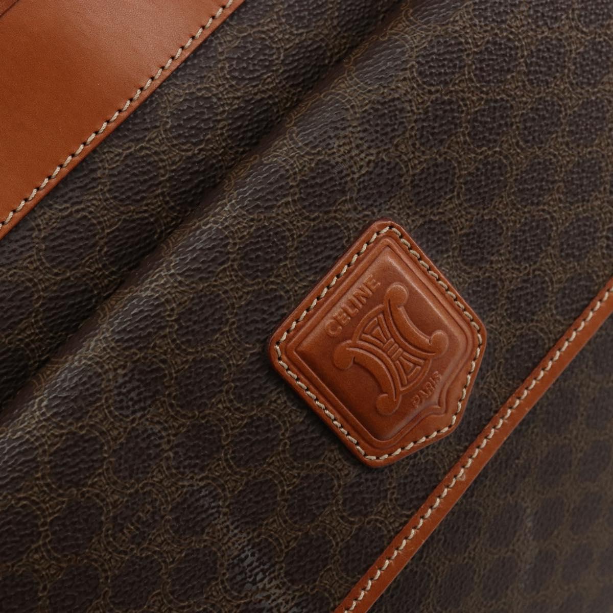 CELINE Macadam Canvas Tote Bag PVC Leather Brown Gold Auth ep11322