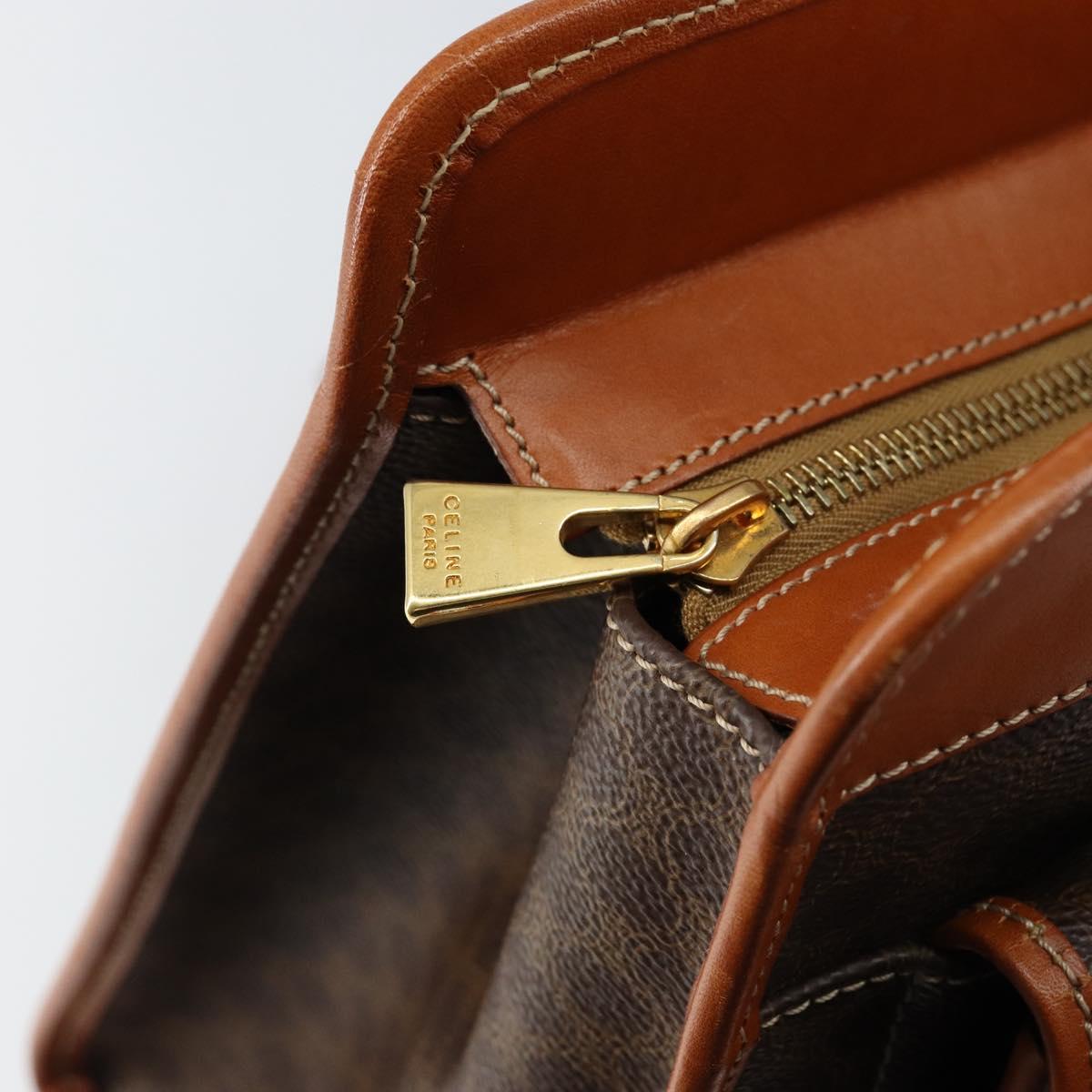 CELINE Macadam Canvas Tote Bag PVC Leather Brown Gold Auth ep11322