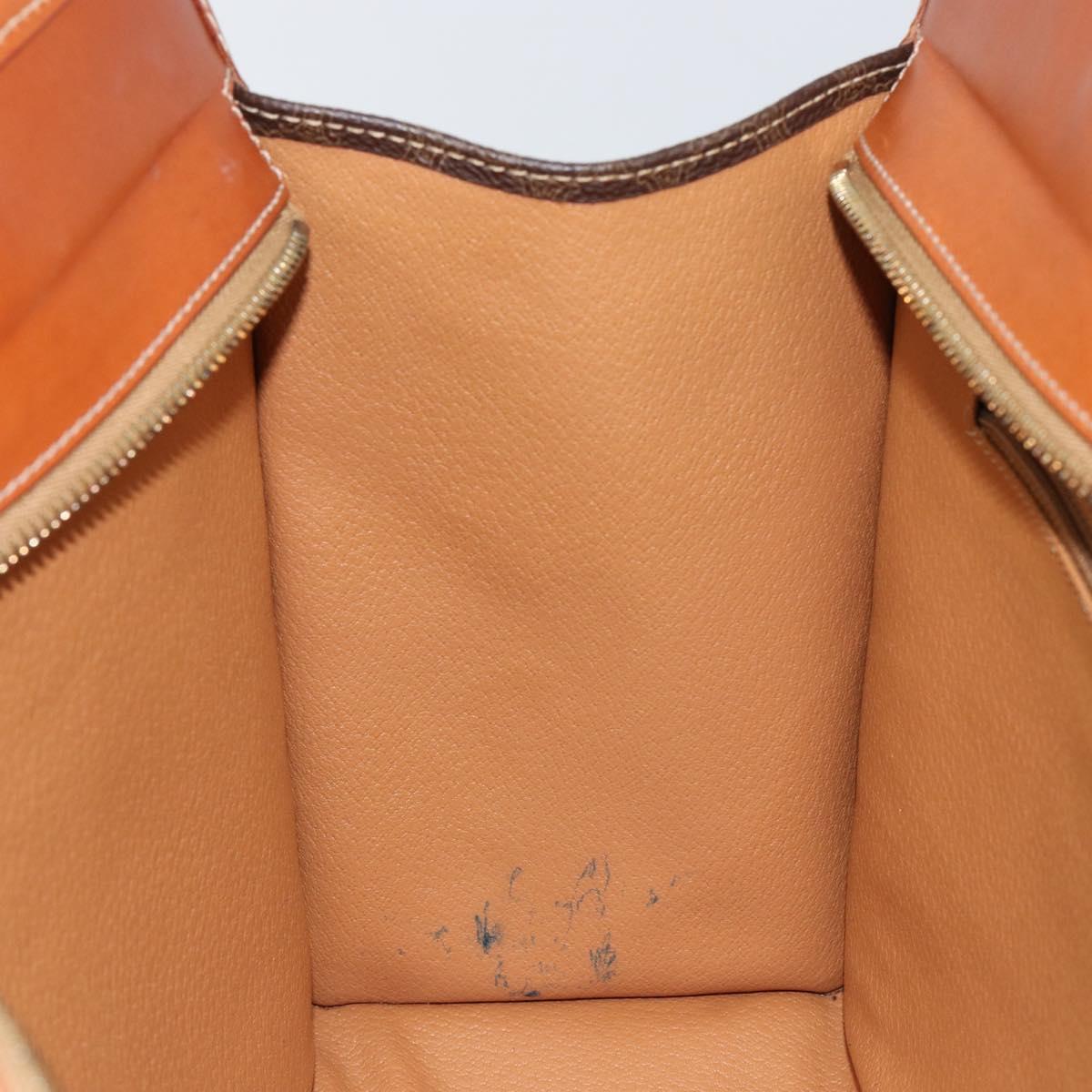 CELINE Macadam Canvas Tote Bag PVC Leather Brown Gold Auth ep11322