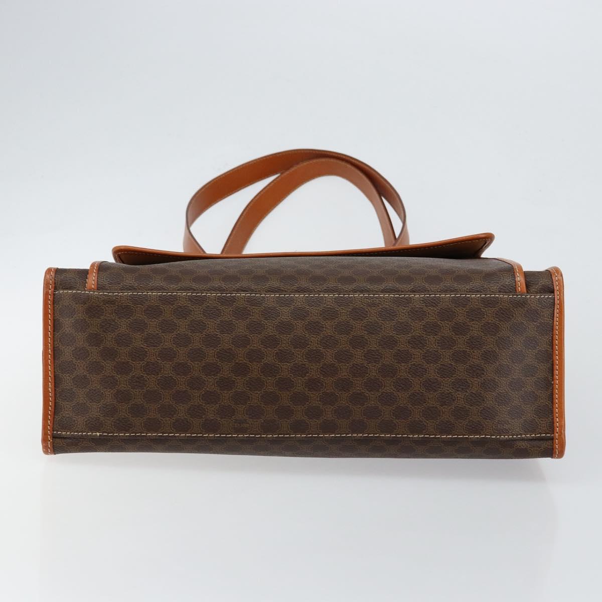 CELINE Macadam Canvas Tote Bag PVC Leather Brown Gold Auth ep11322