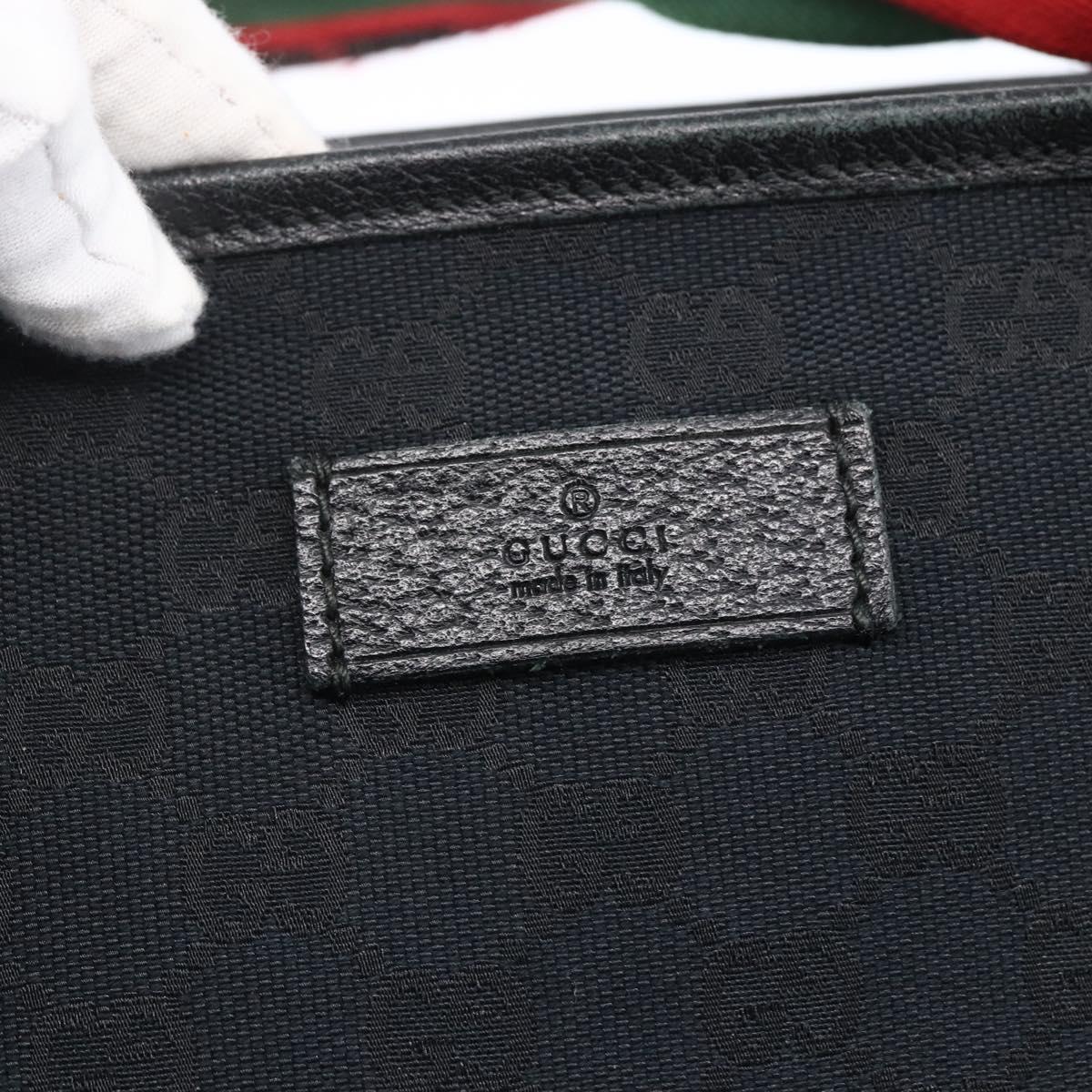 GUCCI GG Canvas Web Sherry Line Tote Bag 2way Black Silver 256099 Auth ep11333