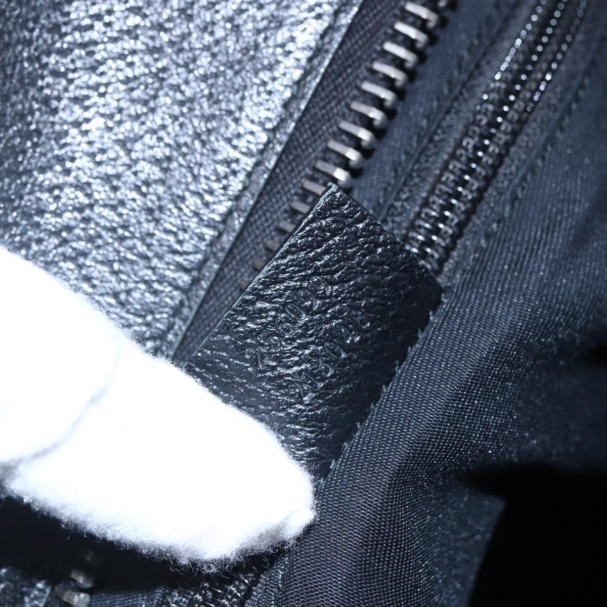 GUCCI GG Canvas Web Sherry Line Tote Bag 2way Black Silver 256099 Auth ep11333