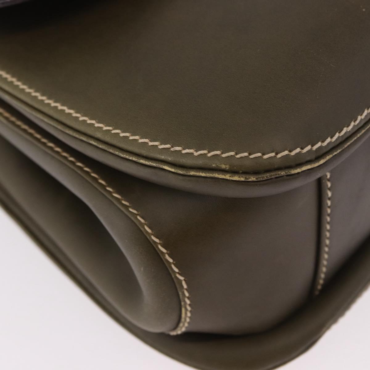 GUCCI Bamboo Hand Bag Leather Khaki Gold Auth ep11339
