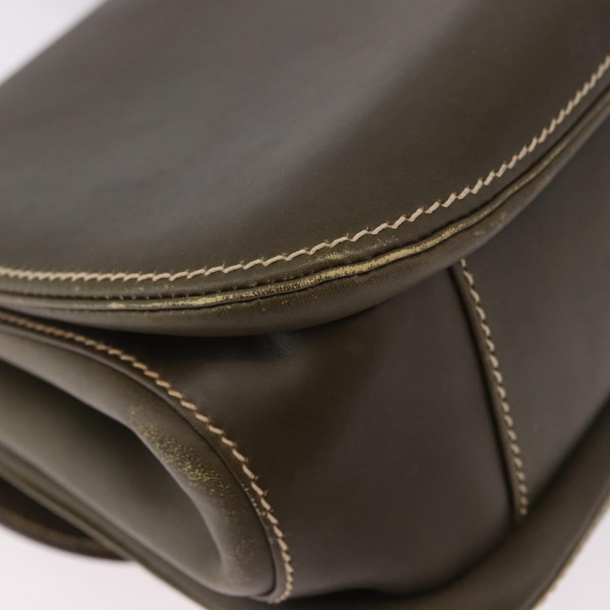 GUCCI Bamboo Hand Bag Leather Khaki Gold Auth ep11339