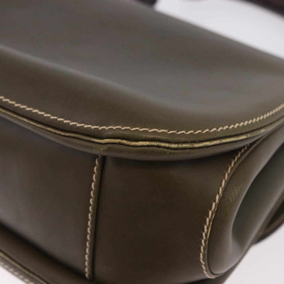 GUCCI Bamboo Hand Bag Leather Khaki Gold Auth ep11339