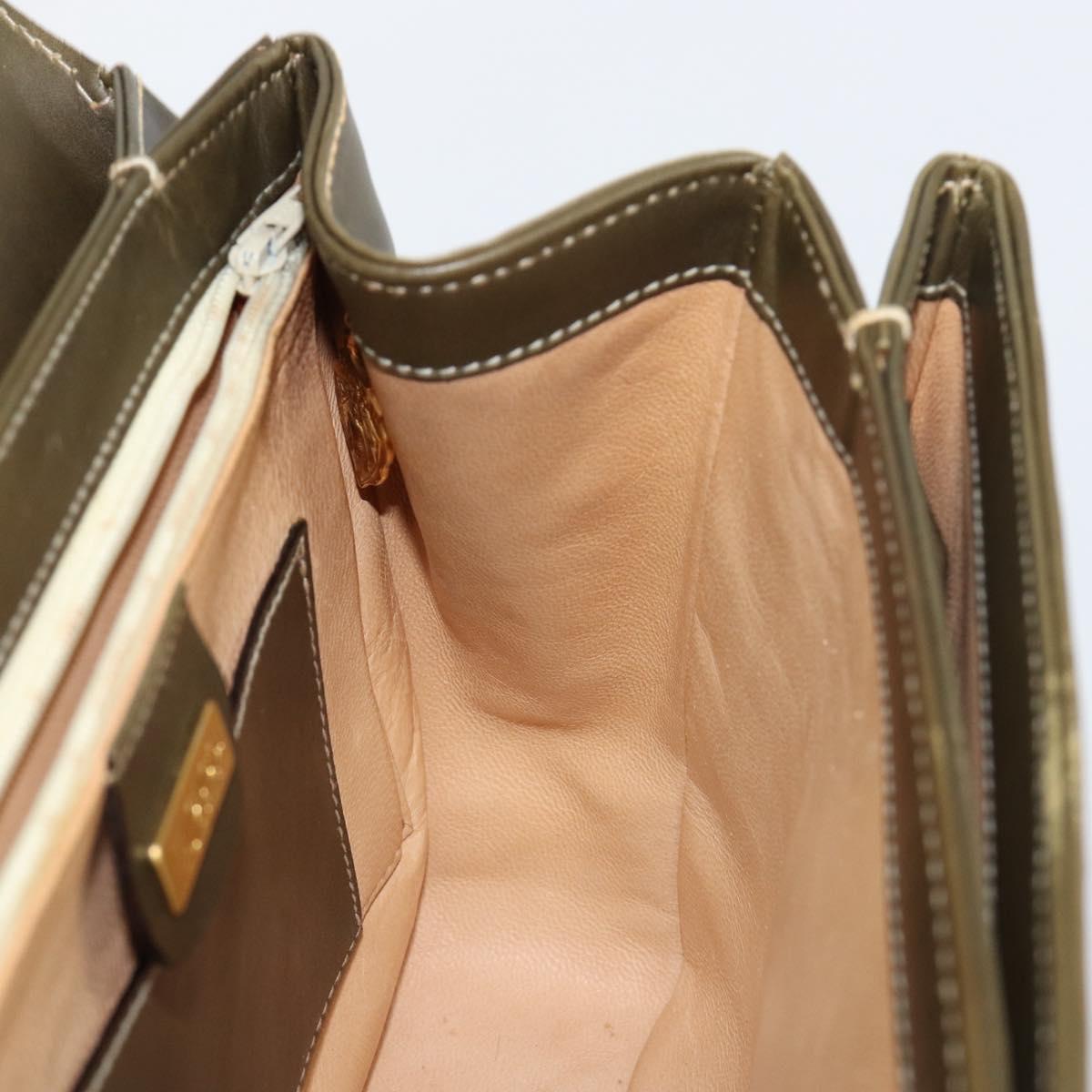 GUCCI Bamboo Hand Bag Leather Khaki Gold Auth ep11339