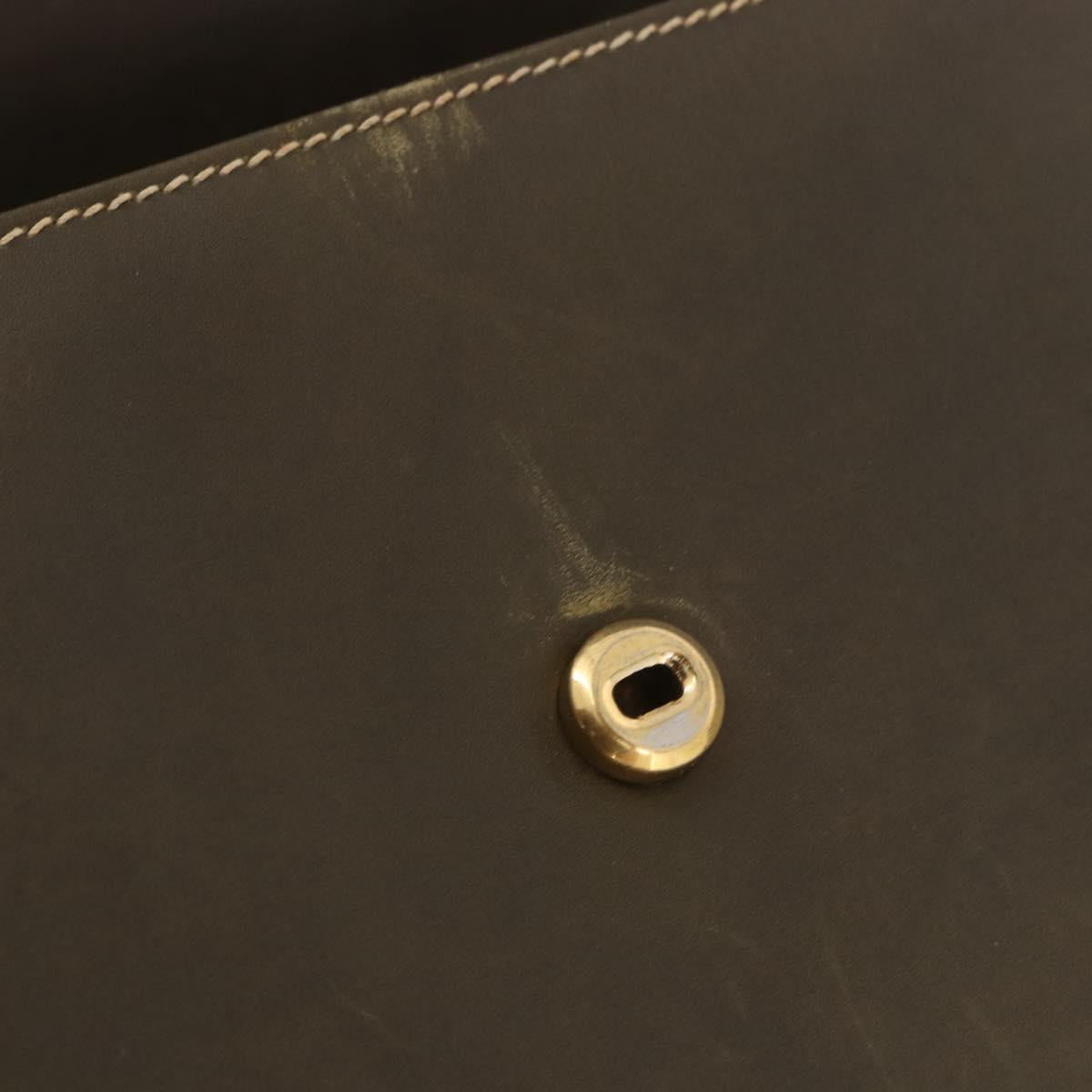 GUCCI Bamboo Hand Bag Leather Khaki Gold Auth ep11339