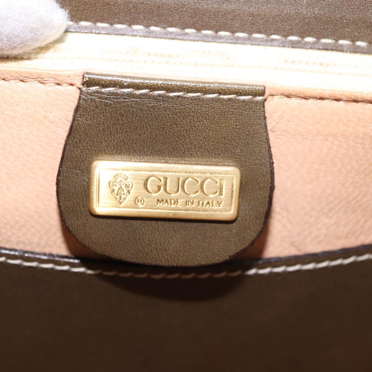 GUCCI Bamboo Hand Bag Leather Khaki Gold Auth ep11339