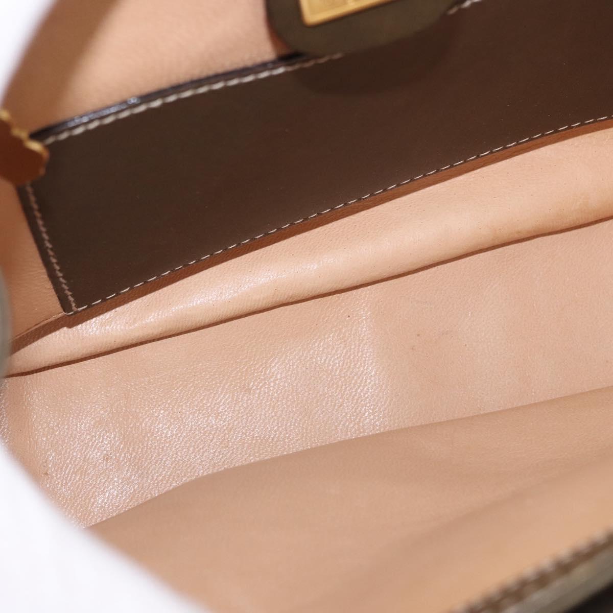 GUCCI Bamboo Hand Bag Leather Khaki Gold Auth ep11339
