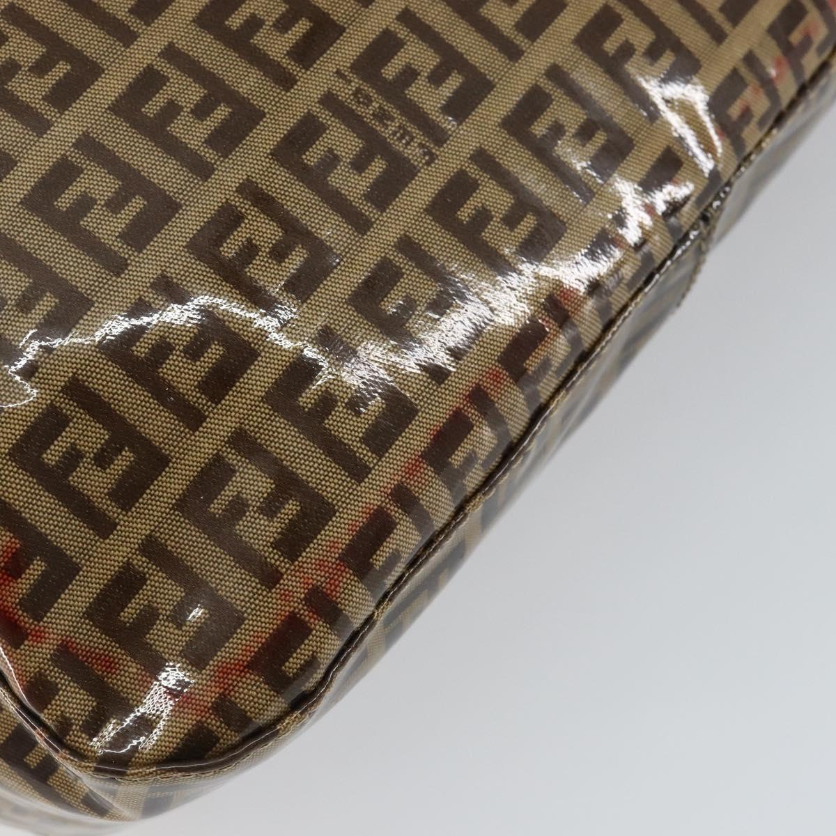 FENDI Zucchino Canvas Mamma Baguette Shoulder Bag Beige Gold Auth ep11341