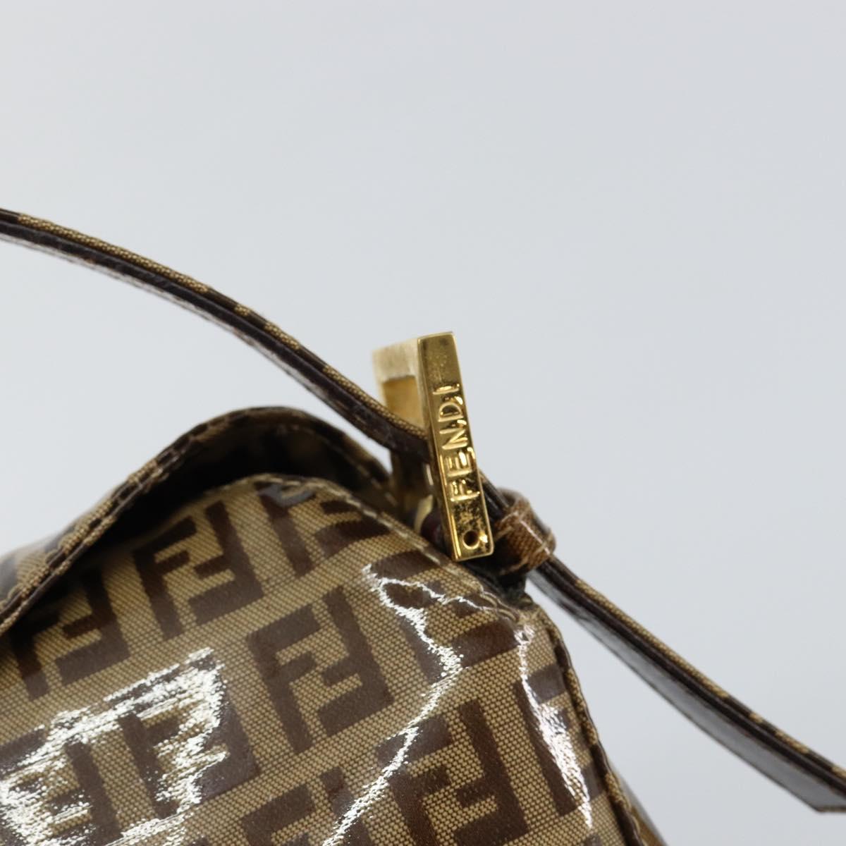 FENDI Zucchino Canvas Mamma Baguette Shoulder Bag Beige Gold Auth ep11341