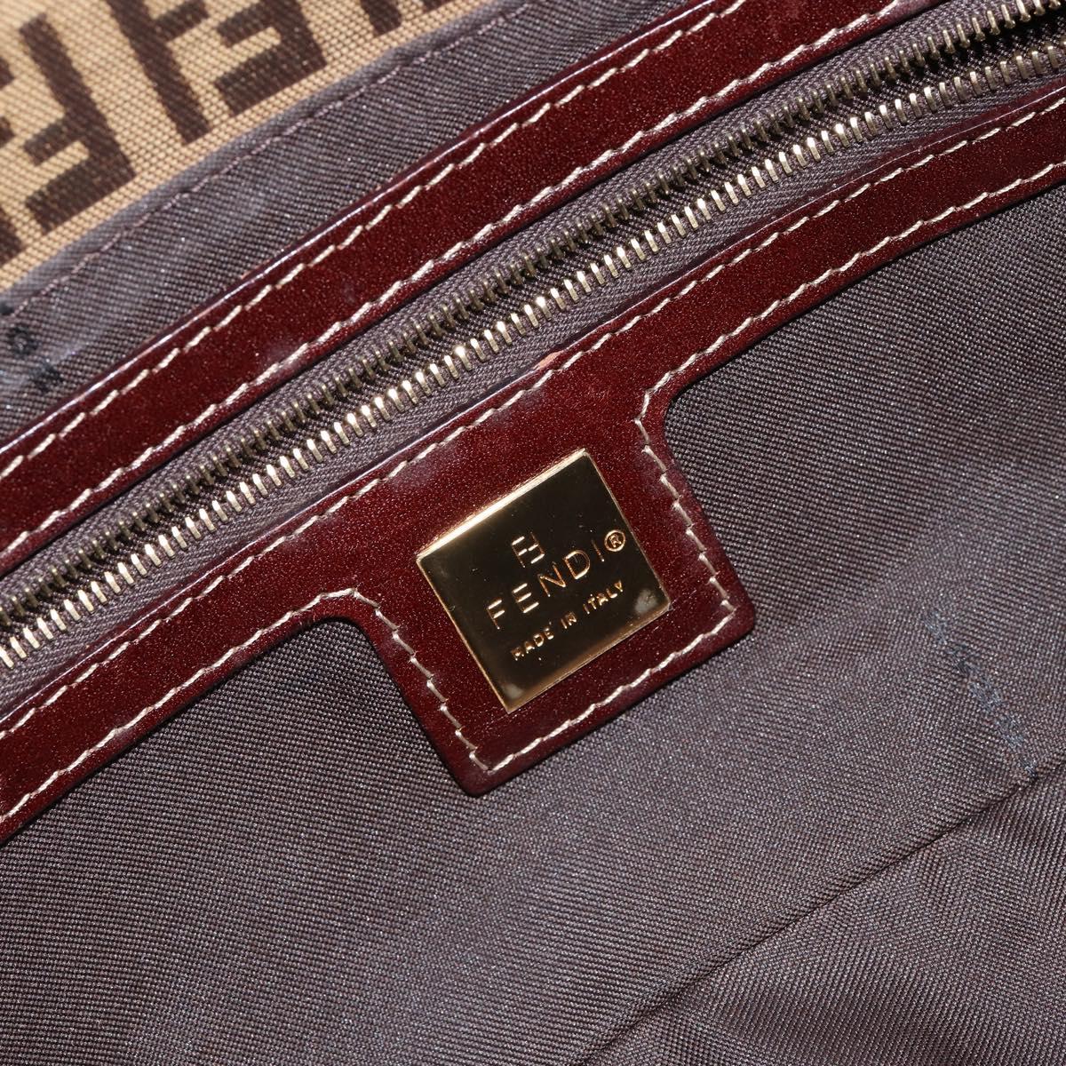 FENDI Zucchino Canvas Mamma Baguette Shoulder Bag Beige Gold Auth ep11341