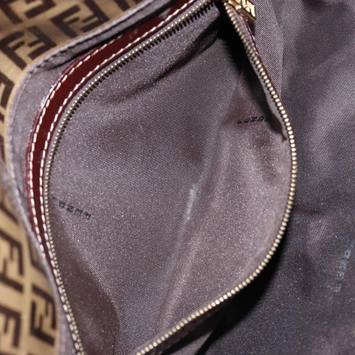 FENDI Zucchino Canvas Mamma Baguette Shoulder Bag Beige Gold Auth ep11341