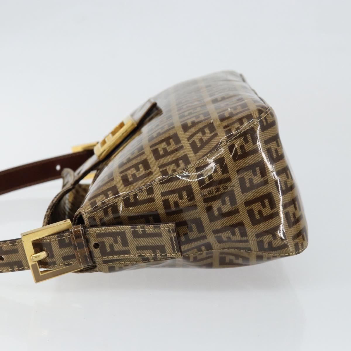 FENDI Zucchino Canvas Mamma Baguette Shoulder Bag Beige Gold Auth ep11341