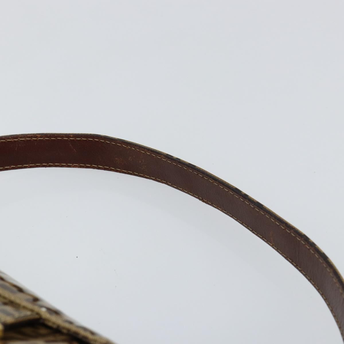 FENDI Zucchino Canvas Mamma Baguette Shoulder Bag Beige Gold Auth ep11341