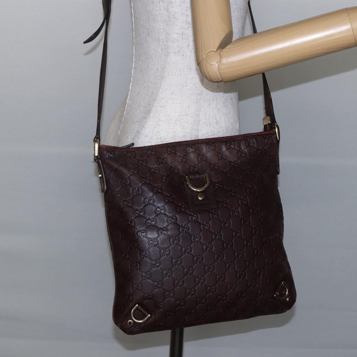 GUCCI Guccissima Abbey GG Canvas Bag Leather Bordeaux Gold 131326 Auth ep11342