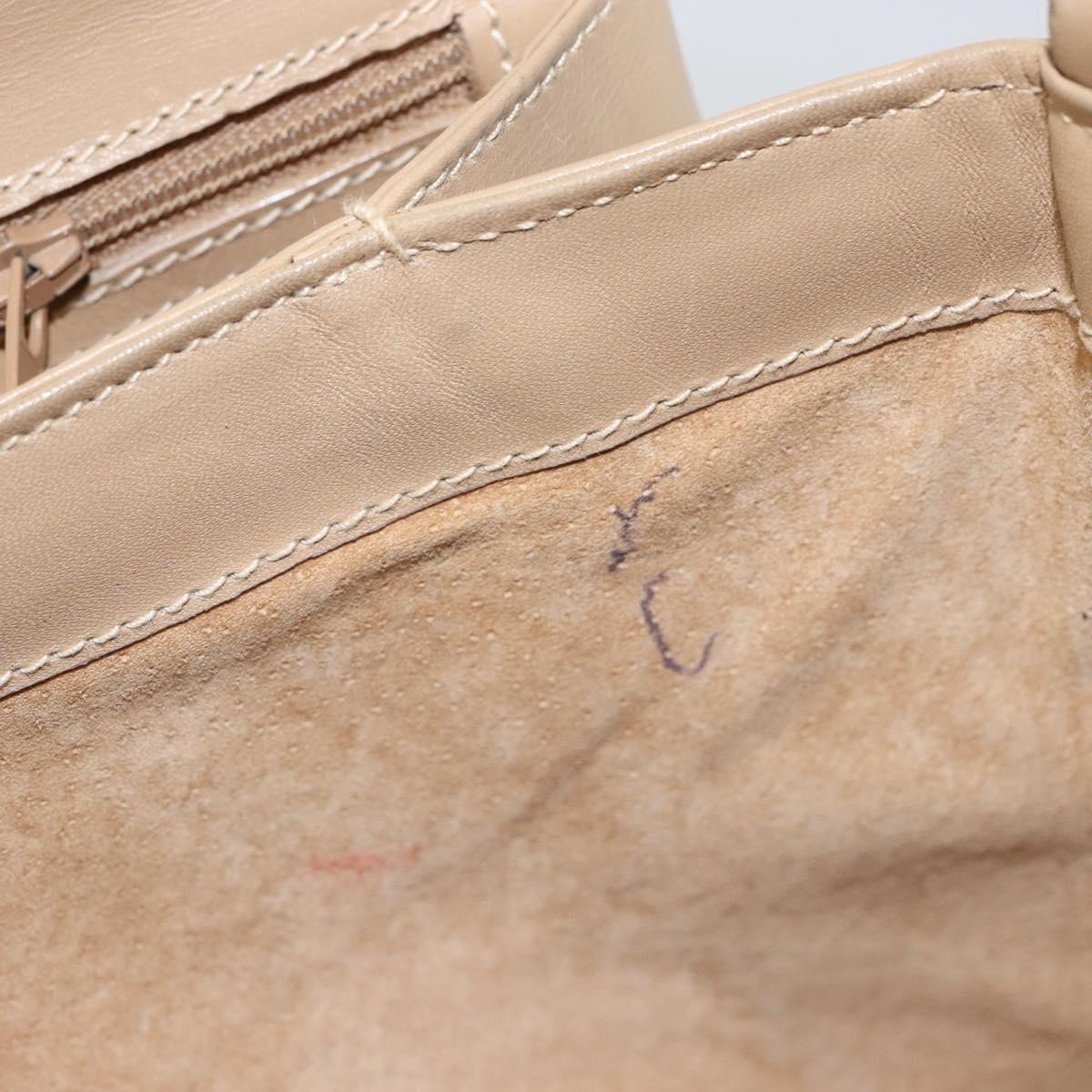 GUCCI Shoulder Bag Leather Beige Gold Auth ep11343