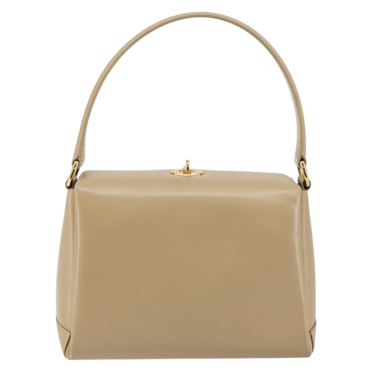 GUCCI Shoulder Bag Leather Beige Gold Auth ep11343