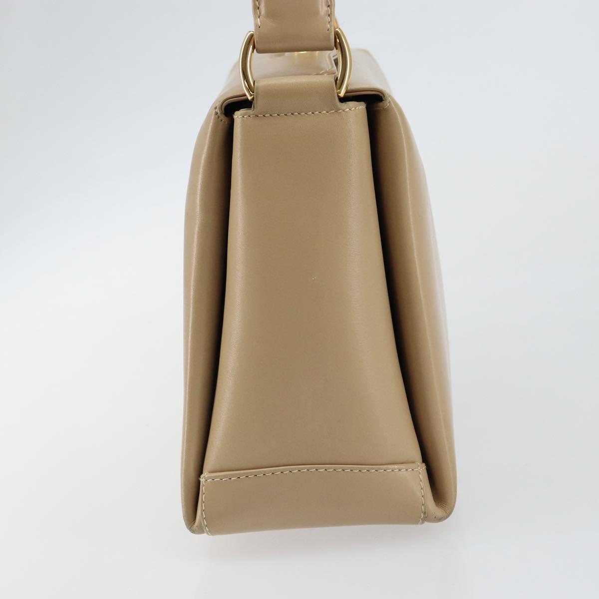 GUCCI Shoulder Bag Leather Beige Gold Auth ep11343