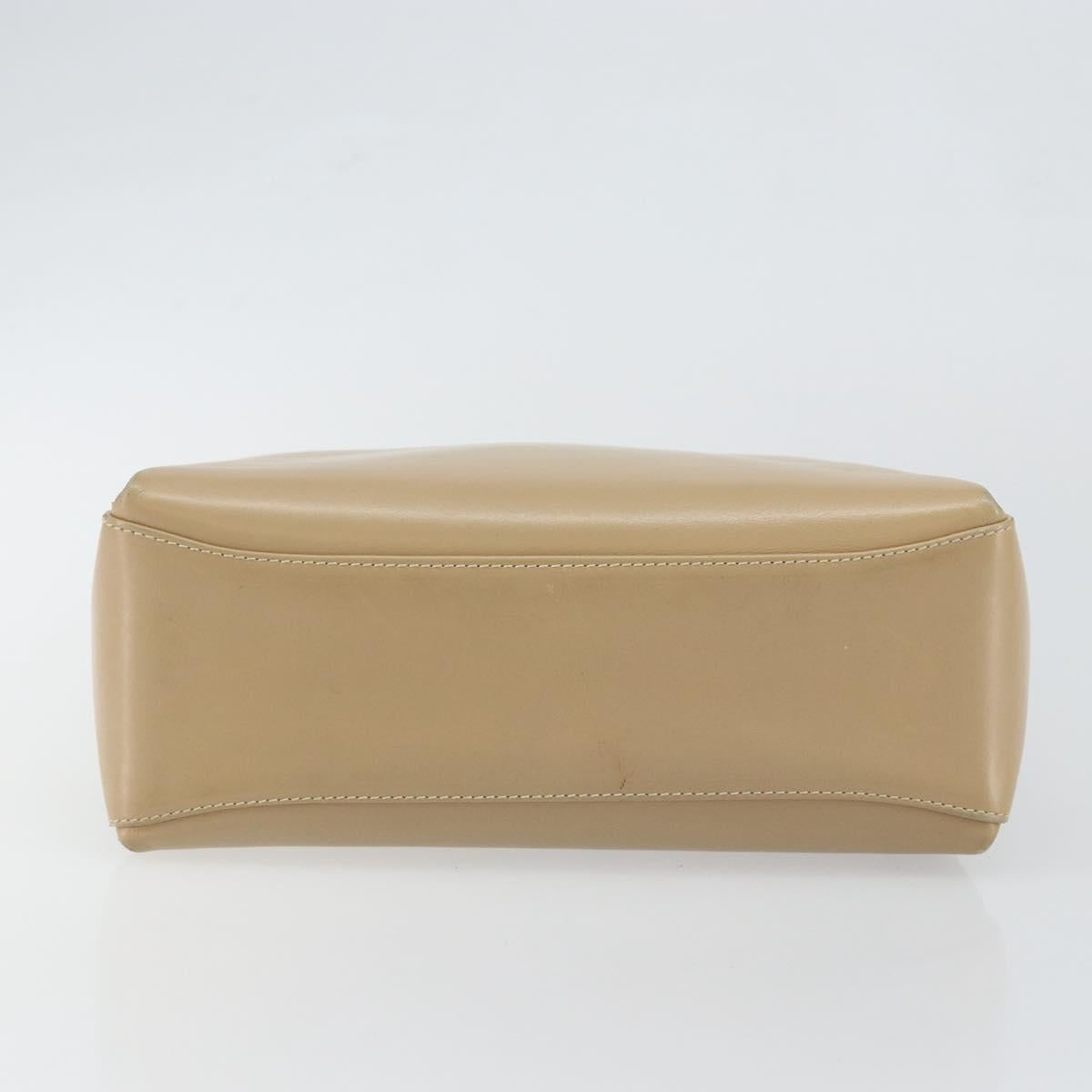 GUCCI Shoulder Bag Leather Beige Gold Auth ep11343