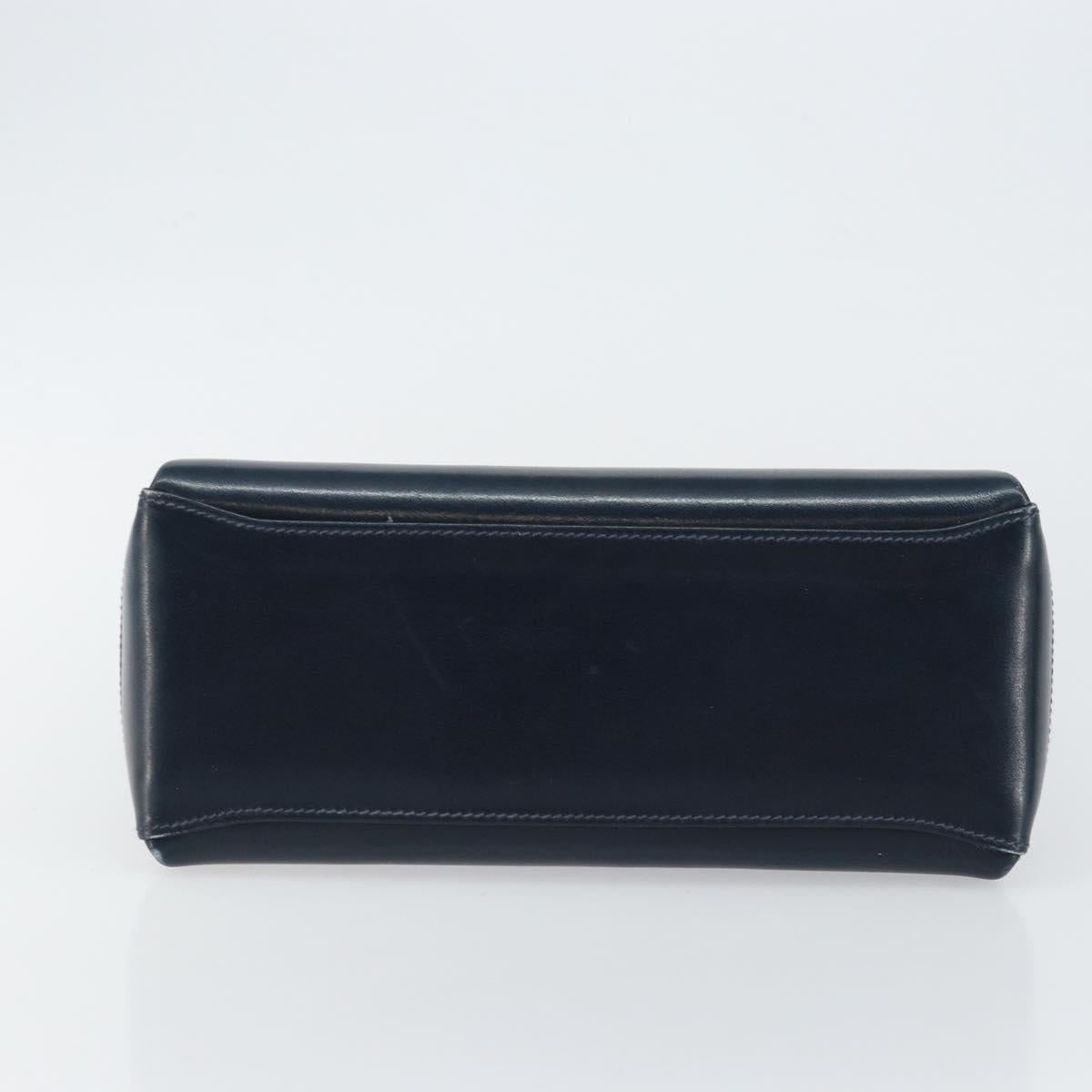 GUCCI Shoulder Bag Leather Navy Gold Auth ep11344