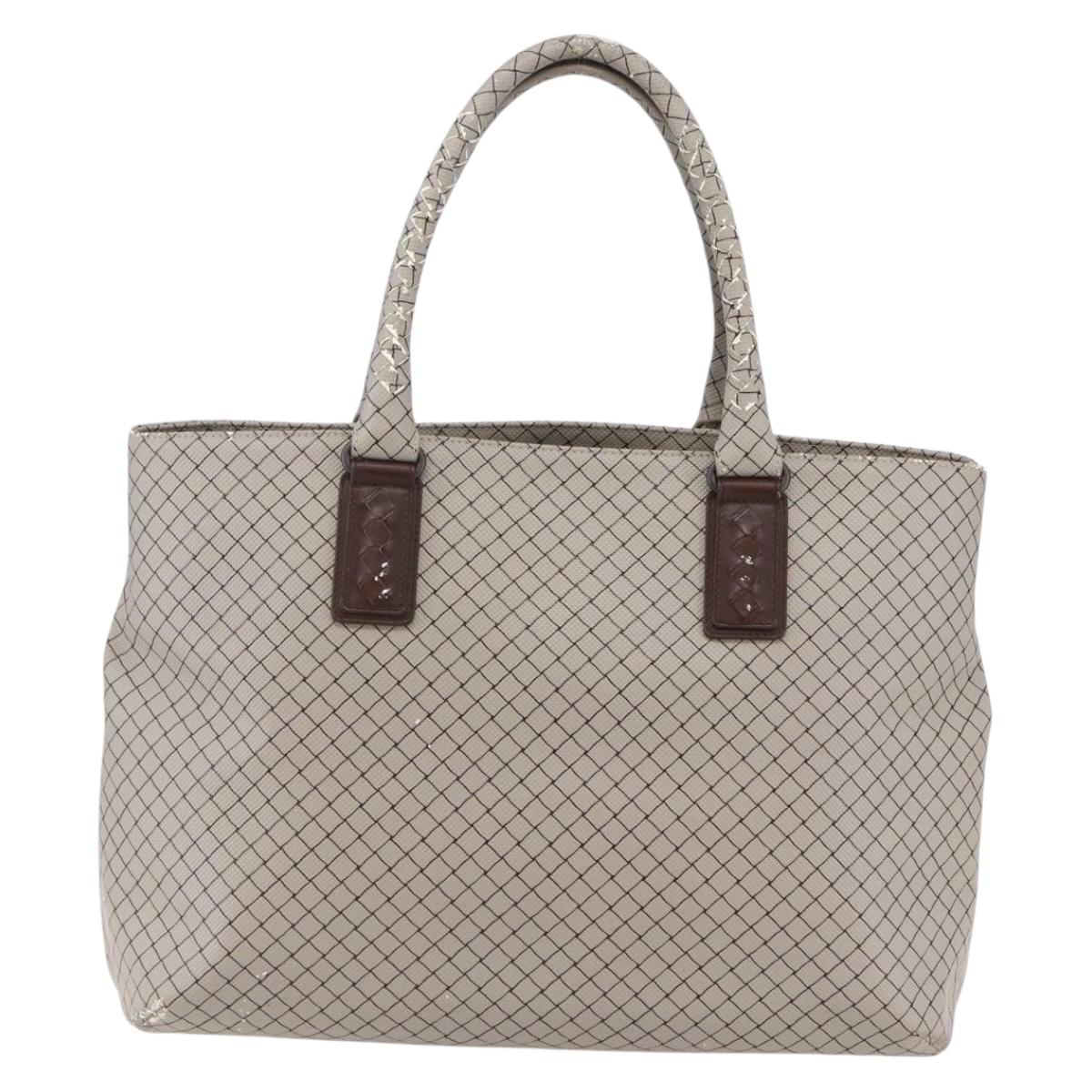BOTTEGA VENETA INTRECCIATO Pattern Tote Bag PVC Gray Auth ep11348