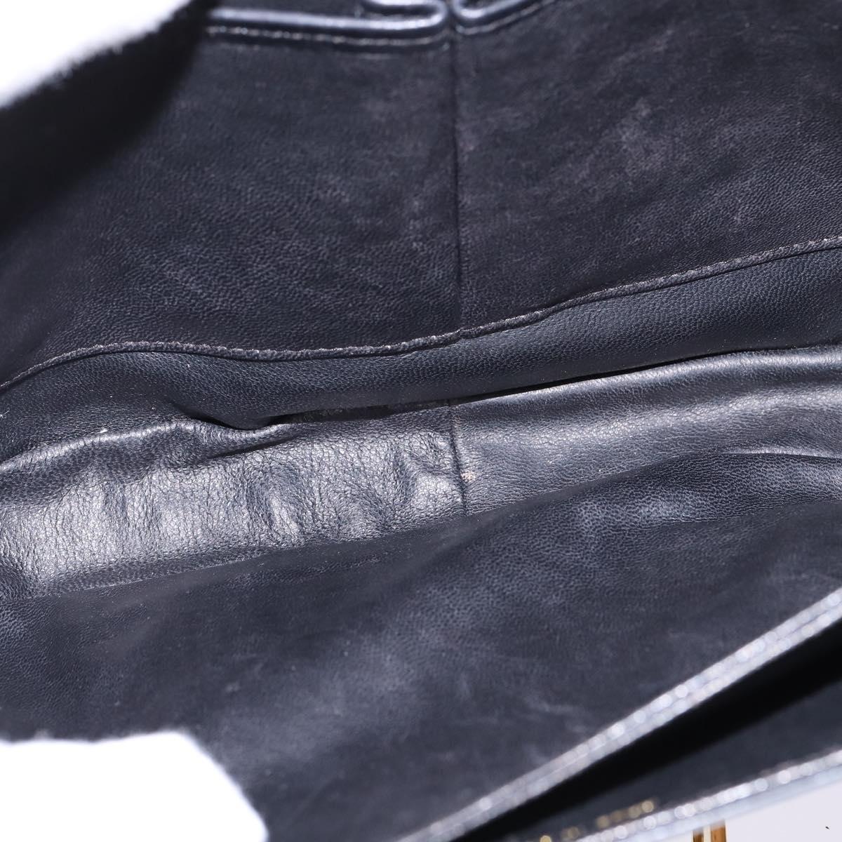 CELINE Horse Carriage Shoulder Bag Leather Black Gold Auth ep11350