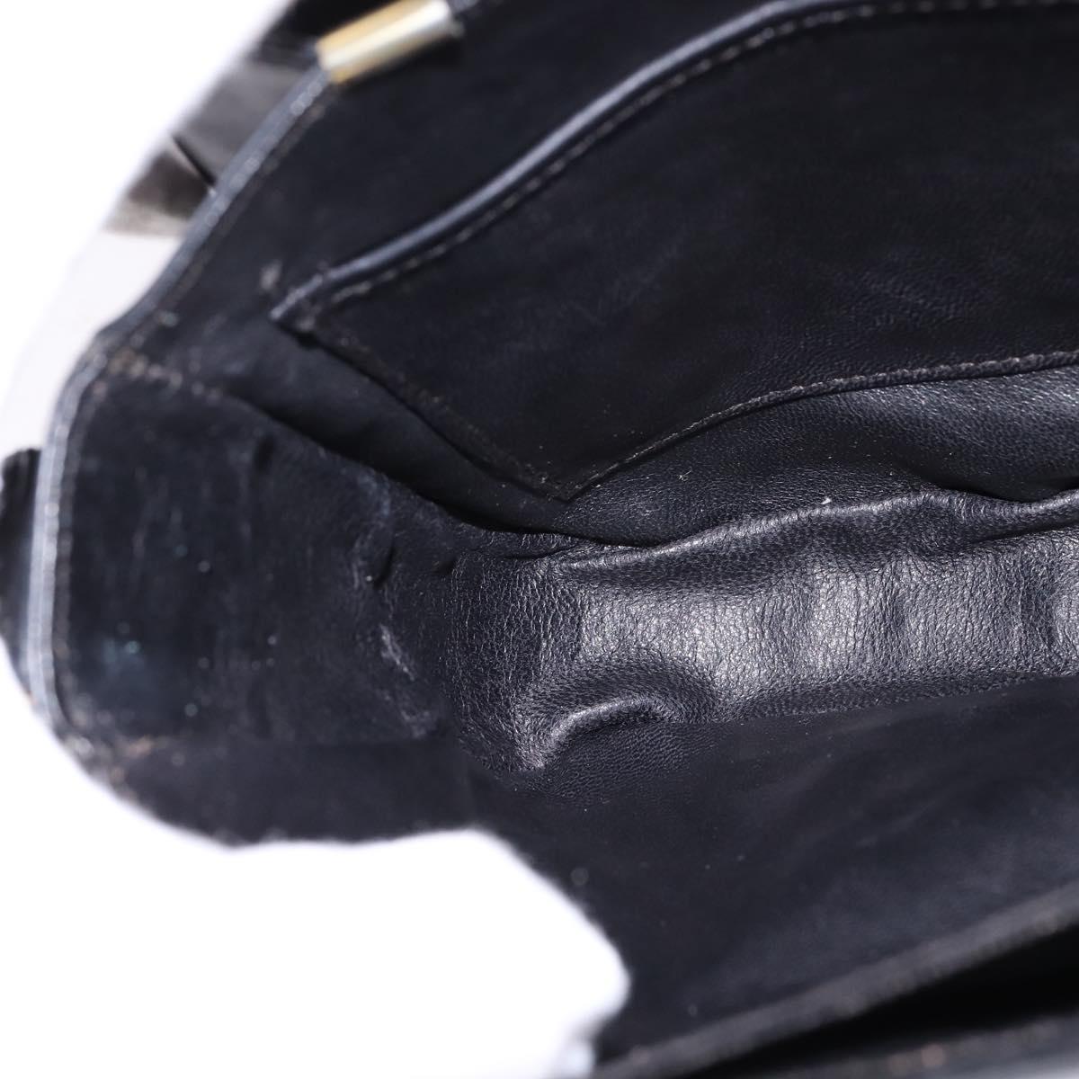 CELINE Horse Carriage Shoulder Bag Leather Black Gold Auth ep11350