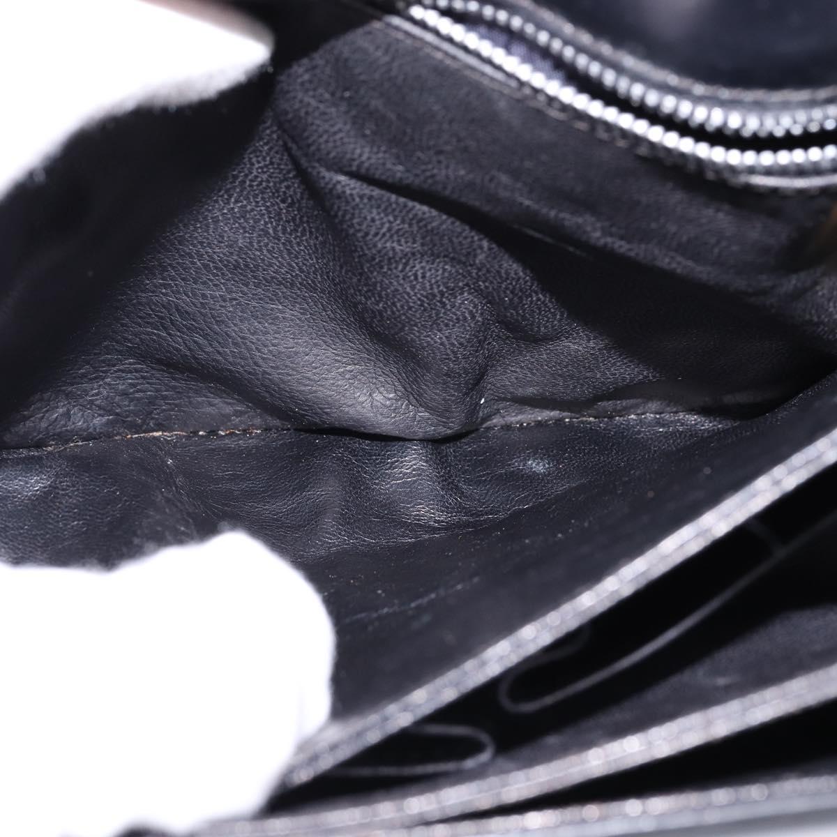 CELINE Horse Carriage Shoulder Bag Leather Black Gold Auth ep11350