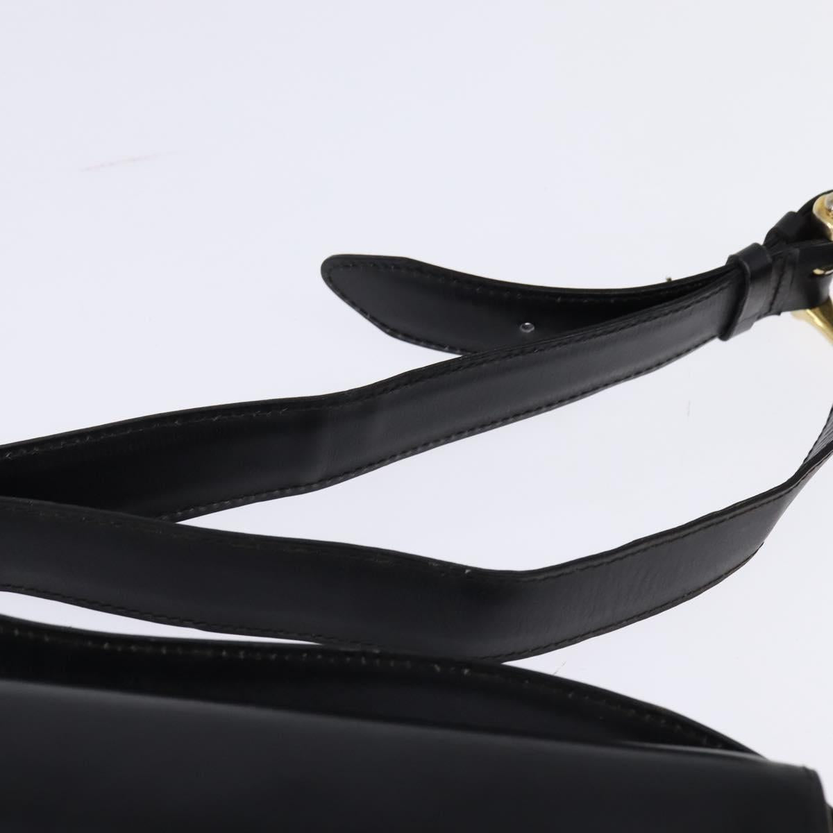 CELINE Horse Carriage Shoulder Bag Leather Black Gold Auth ep11350