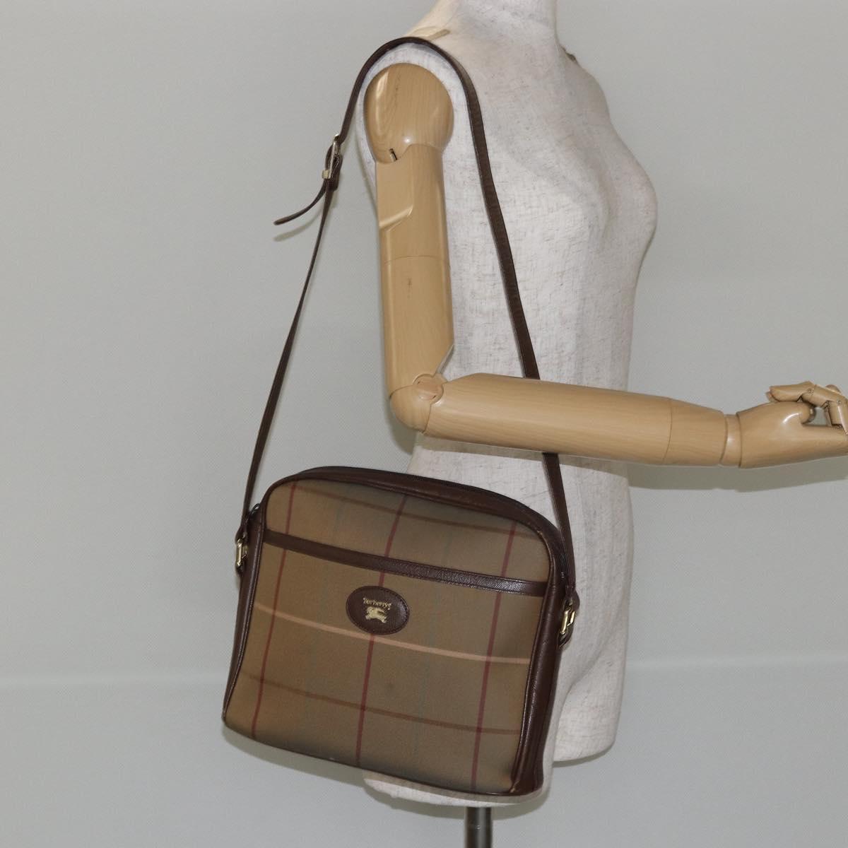 Burberrys Nova Check Shoulder Bag Canvas Beige Gold Auth ep11351