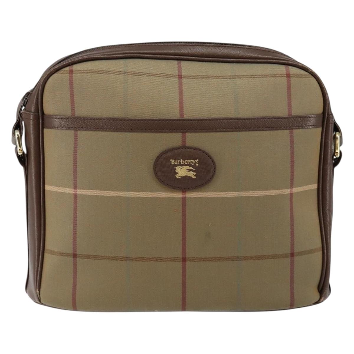 Burberrys Nova Check Shoulder Bag Canvas Beige Gold Auth ep11351