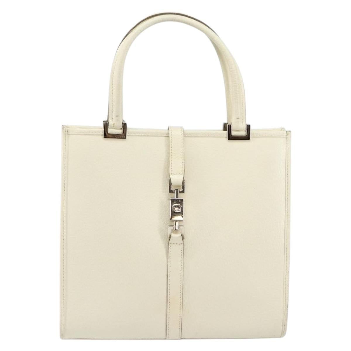 GUCCI Jackie Hand Bag Leather White Silver 002 1065 3444 Auth ep11352