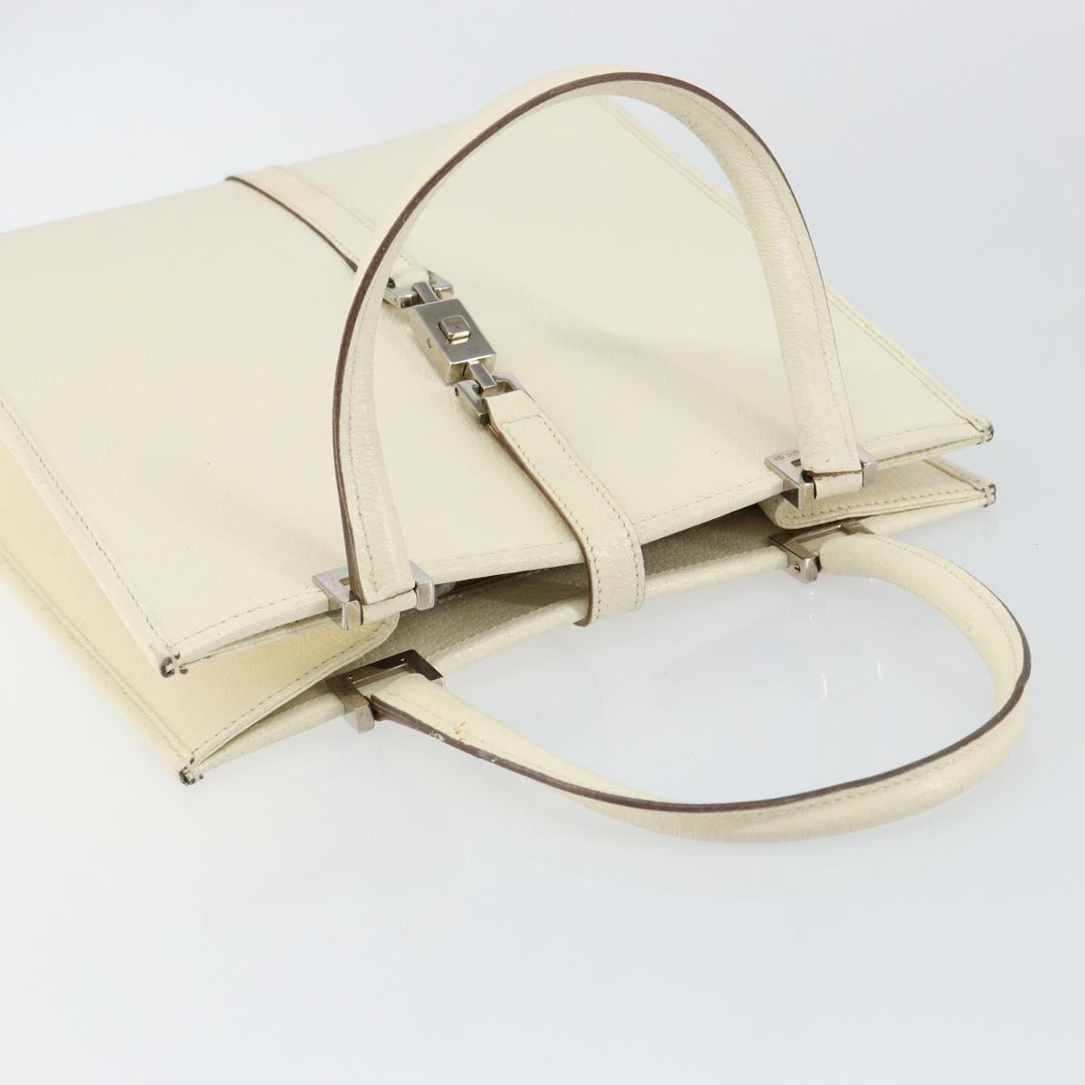 GUCCI Jackie Hand Bag Leather White Silver 002 1065 3444 Auth ep11352